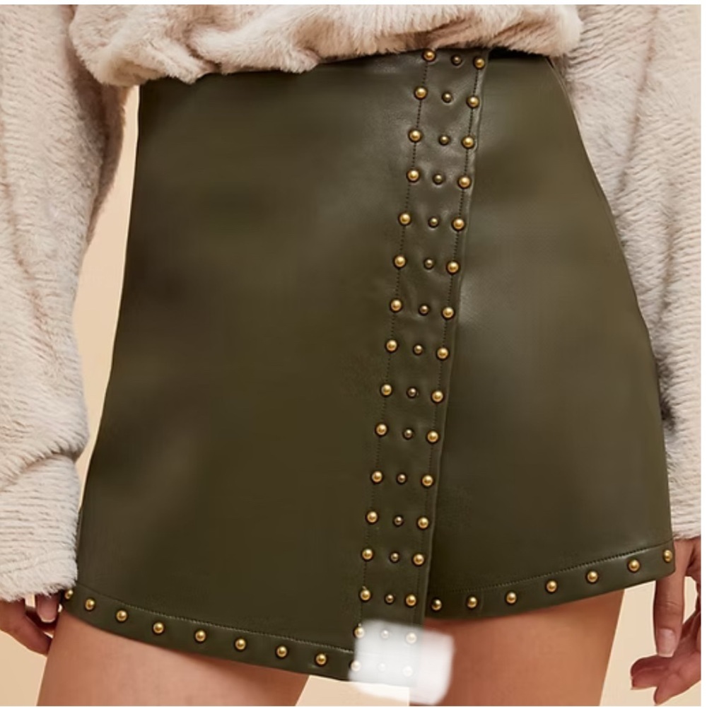 Olive Green Studded Skort